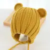 Gorro Infantil Otoño e Invierno Hecho a Mano Lindo Dibujo Animado Orejas de Rana Gorro de Lana Cálido Tejido