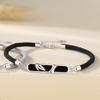 Estilo Mori Cuerda de Mano Original de Bambú para Pareja Pulsera Artística de Nicho Plata de Ley 925 Microincrustada Pulsera Pequeña Refrescante Regalo 520