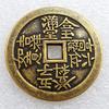 Moneda de latón con forma de lengua auspiciosa engrosada, con agujero cuadrado, de cobre y 4,3 cm de diámetro (43T216)