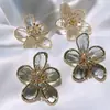 Brincos Grandes Exagerados Celebridade da Internet Coreana Cristal Francês de Alta Qualidade Grande Joia Flor Pinos de Prata Esterlina Brincos para Mulheres