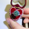 Anillo de Moissanita Verde de 2 Quilates Color Moissanita Segundos Sobre Diamante Pluma Plata Chapado en Oro Anillo de Diamante para Mujer Certificado con Tarjeta Negra