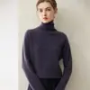 Nuevo jersey de punto para mujer 100% cachemira pura para otoño e invierno con cuello alto apilado, suéter cómodo y agradable para la piel para usar en capas