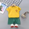 Traje infantil de manga corta algodón niñas nuevo verano niños camiseta pantalones cortos bebé coreano media manga ropa infantil al por mayor
