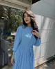 En Stock Transfronterizo Amazon Comercio Exterior Europeo y Americano Nuevo Estilo Francés Elegante Plisado Dobladillo Amplio Vestido de Gasa