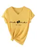Mama Est 2026 Amazon Ebay Site Independente Casual Confortável Camiseta Feminina de Manga Curta com Decote em V Camada Base Comércio Exterior