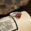 Anillo de Flor de Arroz Yue Erxin Ágata Rojo Sur Plata S925 Jade Hetian Adorno de Mano para Mujer Anillo de Dedo de Placa de Cruz para Mujer Apertura