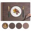 Tapete Isolante para Comida Ocidental Padrão Quadrado Tecido Tapete para Jantar em Casa Tapete para Tigela Hotel Tapete de Couro para Mesa de Jantar Impermeável e à Prova de Óleo Tapete Isolante