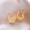 Aretes Metálicos Huecos con Forma de Nido de Pájaro Temperamento Aretes Vintage Franceses Diseño de Hebilla para la Oreja de Metal Aretes Elegantes