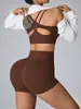 Conjunto de ropa de fitness y yoga, camisola acolchada sin costuras con diseño de espalda cruzada, shorts de cintura alta que levantan el trasero, producto nuevo transfronterizo