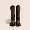 Botas de Cano Alto Doces e Frescas de Hong Kong para Mulheres 2025 Outono Novo Estilo Acima do Joelho Solado Pequeno Grosso Botas que Aumentam a Altura Estilo Britânico