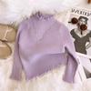Suéter Nuevo de Otoño e Invierno para Niñas 2024 Top de Punto Casual Combinable para Niños Camisa Básica con Estilo de Color Sólido a la Moda
