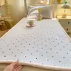 Cobertor de Cama de Lã de Leite de Gaze de Camada Dupla Conjunto de Três Peças Cobertor Usável dos Dois Lados Protetor de Colchão Cama para Dormitório de Estudante