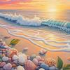 Fabricante de Pintura de Diamante DIY 5D Pintura de Desenho Animado Cenário Marítimo Diamante Redondo Pintura de Diamante Tamanho Grande Pintura Pendurada para Banheiro Simples