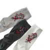 Nova coleção feminina de primavera e verão: Meias estilosas estilo chinês, sem costura, respiráveis, absorventes de suor, de algodão, com pequeno bordado floral, comprimento até a panturrilha e detalhe de laço