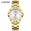 Reloj Marca Longbo Reloj de cuarzo transfronterizo para pareja reloj de acero para mujer simple impermeable reloj para hombre venta al por mayor