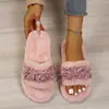 Colección nueva otoño/invierno 2026 talla plus: Pantuflas florales y mullidas para mujer, de suela plana, para interior, de una tira, pantuflas de algodón afelpado, al por mayor