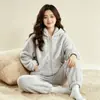 Conjunto de Pijama de Franela con Capucha de Color Sólido, Corte Holgado, Puños en las Piernas, Ropa Casual para el Hogar, Suministro Directo de Fábrica (Sueño)
