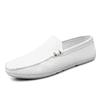 Sapatos Masculinos Quatro Estações Novos Casuais de Couro Sapatos Masculinos de Solado Macio Sapatos Mocasins Perfurados Respiráveis Vazados Primavera e Verão Sapatos de Pernas Preguiçosas