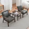Combinación de Tejido Alquiler de Apartamento Pequeño Silla de Madera Maciza Ocio Individual Doble Económico Sala de Estar Nórdico Simple Sillón