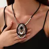 Conjunto de Brincos com Pingente de Anel Colorido em Pintura a Óleo com Três Camadas, Estilo Ins Boêmio, Moda Popular Transfronteiriça Europeia e Americana para Mulheres