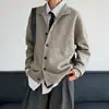 Nueva Chaqueta Cardigan de Punto para Hombre Estilo Retro Japonés Old Money Primavera/Otoño, Color Sólido, Sencilla, Versátil, Suéter Casual