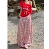 Calça Larga de Cintura Alta Estilo Americano Yc&2 Cores com Design de Botão, Estilo Xadrez Preguiçoso, Calça Casual Versátil para Mulheres, Nova Coleção Primavera/Verão