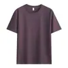 Camiseta de Algodón Puro 210g Verano Nuevo Estilo Hombros Caídos Color Sólido Corte Holgado Unisex Cuello Redondo Manga Corta Camiseta Básica Venta al por Mayor