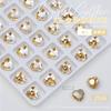 Champagne cor unha jóias de diamante tridimensional em forma de diamante outono e inverno flash all-match branco grande torto coração machado acessórios do prego