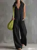 Macacão Novo Estilo Europeu e Americano 2026 Bolso Solto Casual Cruzamento Fronteiriço Roupas Femininas Verão 2026 Linho