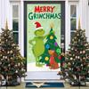 Cubierta de Puerta de Monstruo Peludo Verde Grinch Nuevo Transfronteriza Tela de Fondo Decoración de Atmósfera Cortina de Puerta Navideña Tela Colgante Cubierta de Puerta Tapiz