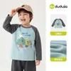 Anti-estática AquecimentoDudu Home Camiseta de Manga Longa Infantil Outono Roupa Meninos Camada Base Outono Meninas Roupas Infantis Tendência T