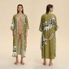 Novo Kimono Longo de Manga Comprida Europeu e Americano Transfronteiriço, Solto e Confortável, Pijama, Roupas de Casa Estampadas para Mulheres Wp3982