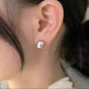 Pendientes de perlas naturales de Corea del Sur en plata de ley 925. Pendientes redondos de lujo ligeros de alta gama para mujer. Pendientes vintage de moda que combinan con todo.