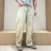 Jeans Casual Masculino Outono Novo Retro Americano Nicho High-End Cor Sólida Calças Scimitar Tendência Alta Qualidade