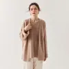 Colección Otoño/Invierno 2026 de Bai Cai Rong: Cárdigan de Punto para Mujer Color Sólido Estilo Coreano Relajado, Abrigo Grueso, Manga Larga Simple