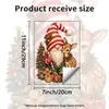 Navidad Gnomo Calvo Duende Ciervo Pegatina Decorativa para Tapa de Inodoro Decoración de Baño Pegatina de Atmósfera Festiva
