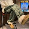 Menos 0 graus casaco quente à prova de frio calça de lã com enchimento de penugem masculina calça de algodão grossa com forro de fleece inverno nordeste extremamente frio