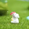 Adornos de paisaje en miniatura, manualidades de resina, decoraciones de paisajismo DIY, tres tipos de figuritas de animales con sombrilla, decoraciones para plantas en maceta