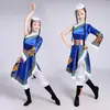 Robe Xizang Adulto de Um Ombro para Performance de Palco, Roupa Étnica Minoritária Xizang, Traje de Dança Tashi Delek, Vestido de Performance Xizang, Saia Longa