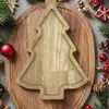 Bandeja Navideña de Madera Transfronteriza Bandeja de Pascua Reno Árbol de Navidad Sombrero de Navidad Conejo Bandeja Decorativa de Madera Maciza