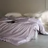 Juego de ropa de cama de satén de grado A de algodón de fibra larga - funda nórdica de algodón 100% con borde ancho, color liso, sábana bajera, sábana plana y funda de almohada - ropa de cama de estilo nórdico simple