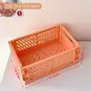 Caja de Almacenamiento Plegable para Escritorio de Dormitorio Estudiantil Cesta de Almacenamiento para Cosméticos Femeninos Papelería Colocación Plástico Cesta Pequeña
