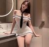 Lingerie Sexy, Roupas Sedutoras e para Flertar, Top Tubinho Feminino Sexy de Um Ombro, Cadarço Vazado Uniforme de Aeromoça que Cobre o Quadril Uniforme Universitário