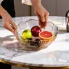 Nuevo Tazón de Frutas Transparente con Forma de Flor para Sala de Estar del Hogar Estilo Lujo Ligero Plato para Snacks y Frutas Bandeja de Almacenamiento de Plástico Directo del Fabricante