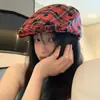 Gorra de Visera Retro Estilo Universitario, Boina de Cuadros de Artista, Gorra de Pato Versátil Casual para Mujer de Subcultura, Estilo Dulce Fresco Chica Picante