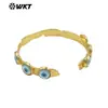 MPB112 Venta Caliente Exportación Exquisito Único Diseño de Ojo Concha Latón 18k Ajustable Delgado Pulsera Brazalete