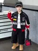 Chaqueta de Motociclista de Pana para Niños Primavera y Otoño Estilo Coreano Chaqueta Casual Elegante de Moda para Niños Pequeños Transfronterizo