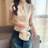 Nueva Camiseta de Manga Corta con Bordado Pesado Estilo Chino para Mujer, Verano Más Vendido Ajustada Fresca Camisa Base de Seda Top Fábrica