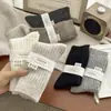 Calcetines de Lana para Mujer Otoño e Invierno, Calcetines Holgados, Estilo Japonés Color Sólido Canalé Ancho Gruesos Holgados Largos para Uso en Exteriores