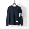 Marca da Moda Tb Primavera e Outono Malha de Algodão Puro Top com Gola Redonda de Quatro Listras Unissex Casal Casual Simples Versátil Moletom 1902
